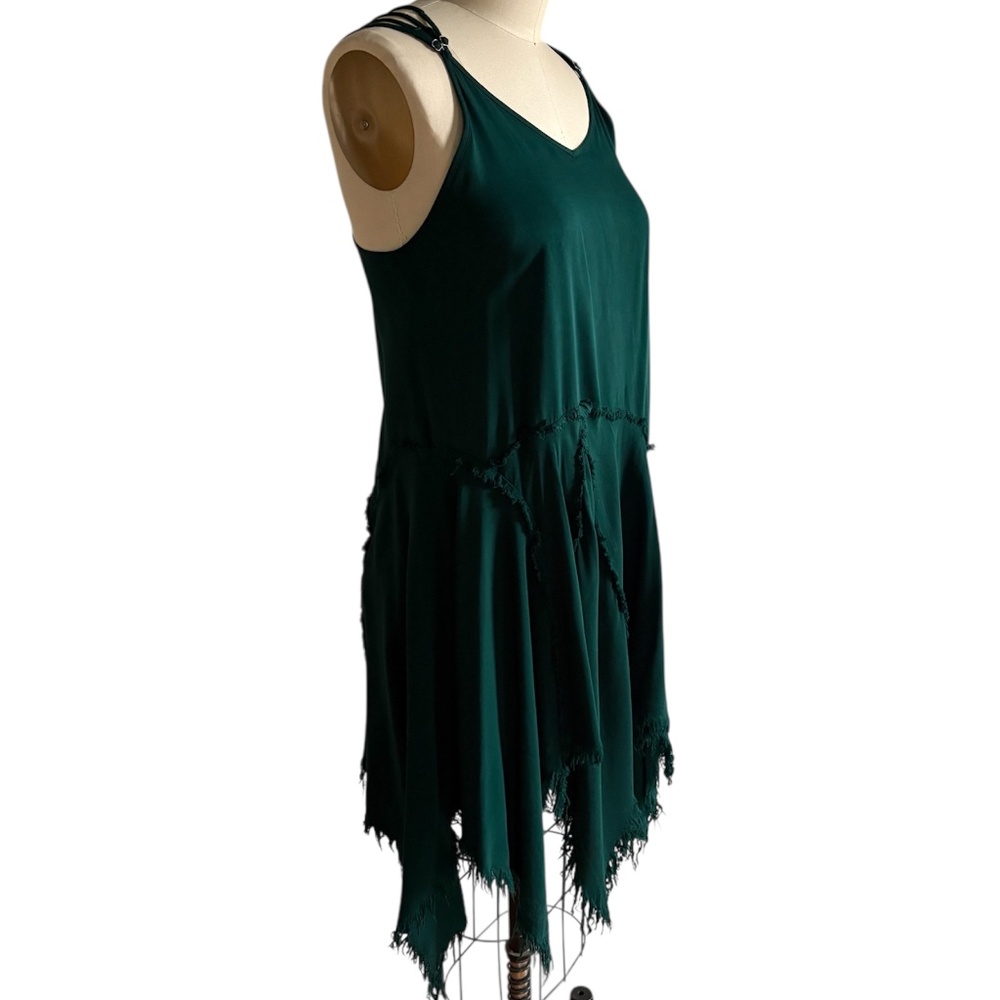 Evergreen Rayon Forest Sprite Asymmetrical Hem Dress